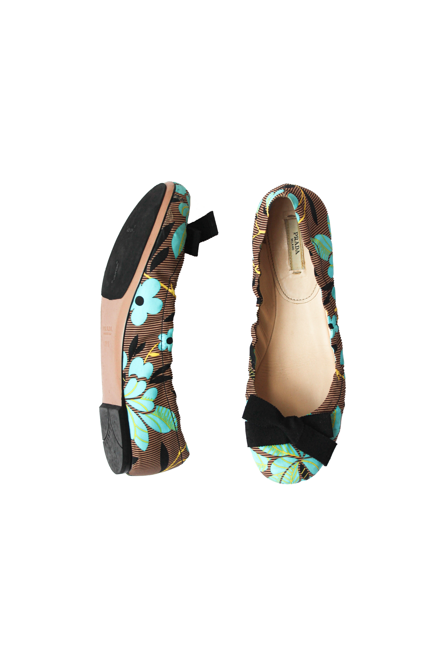 BALLERINES FLEURS BLEUES ET NOEUD
