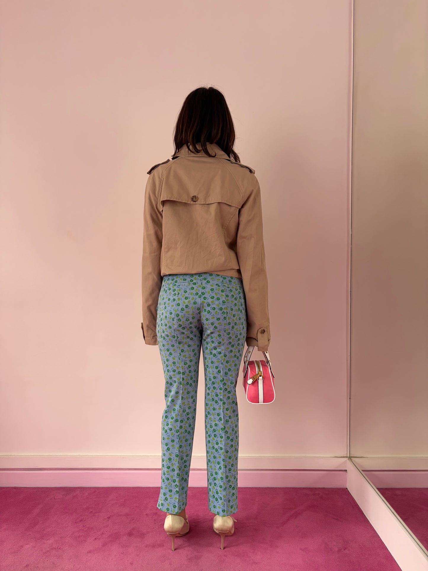 Pantalon bleu fleurs