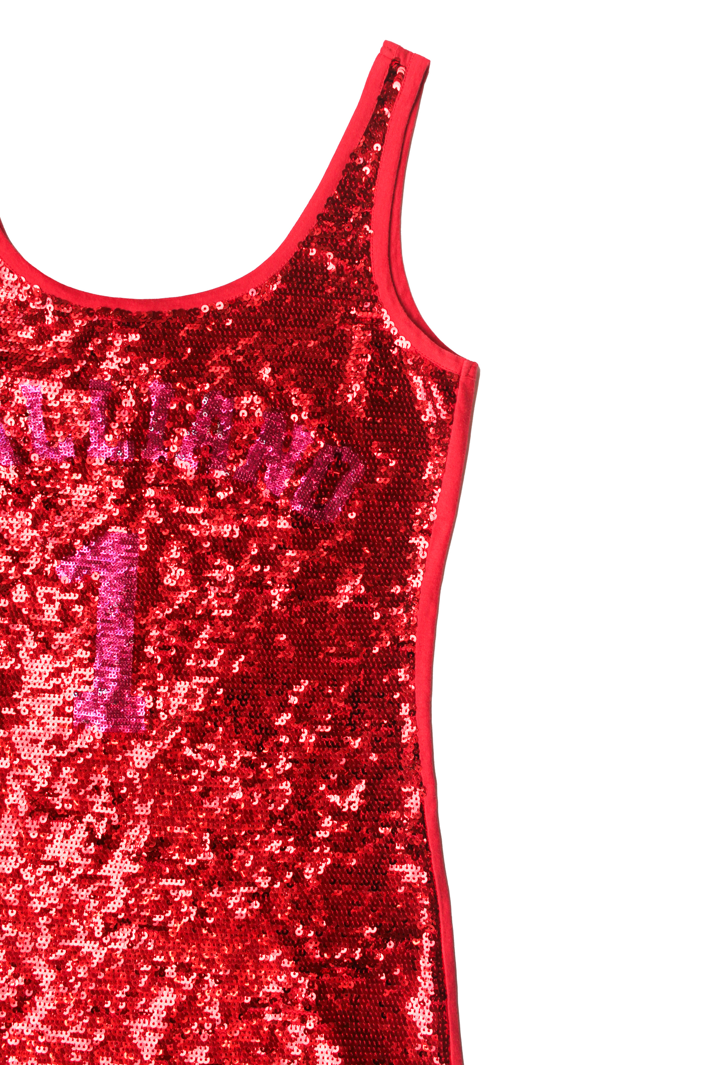 ROBE ROUGE JERSEY PAILLETTES