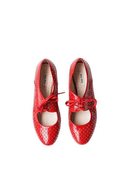BALLERINES ROUGE À CLOUS