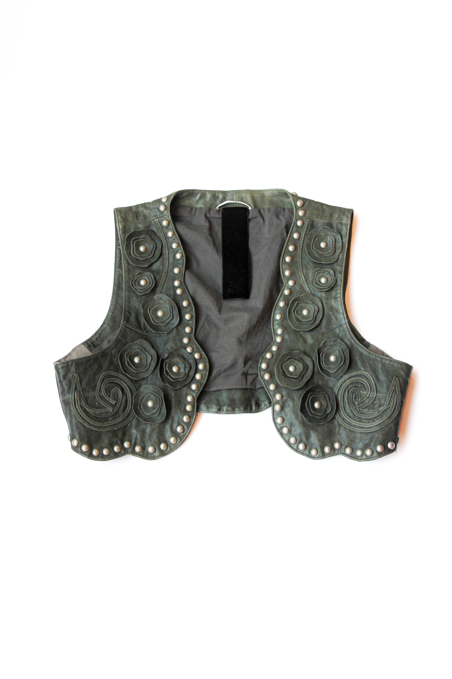 GILET CUIR FLEURS