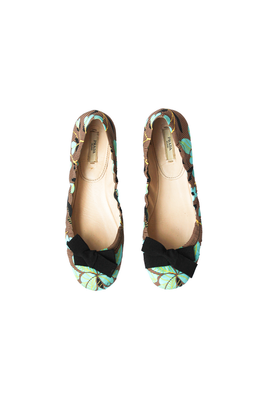 BALLERINES FLEURS BLEUES ET NOEUD
