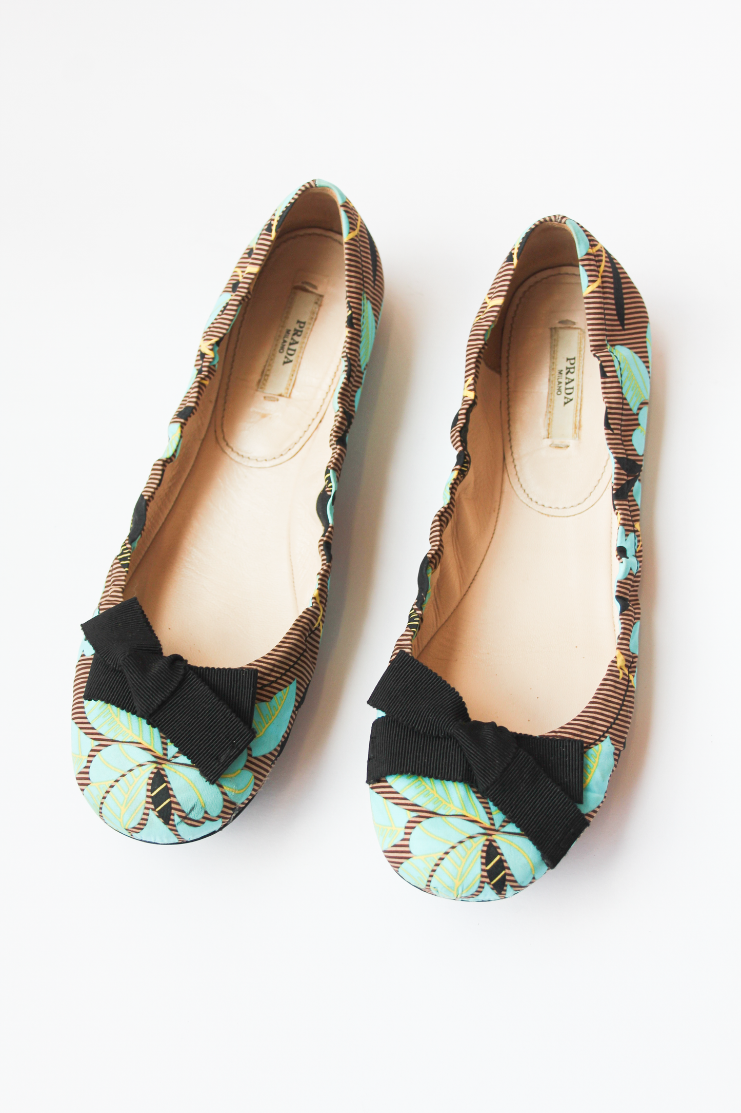 BALLERINES FLEURS BLEUES ET NOEUD
